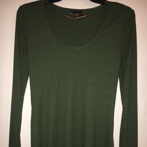 Green ribbed blouse